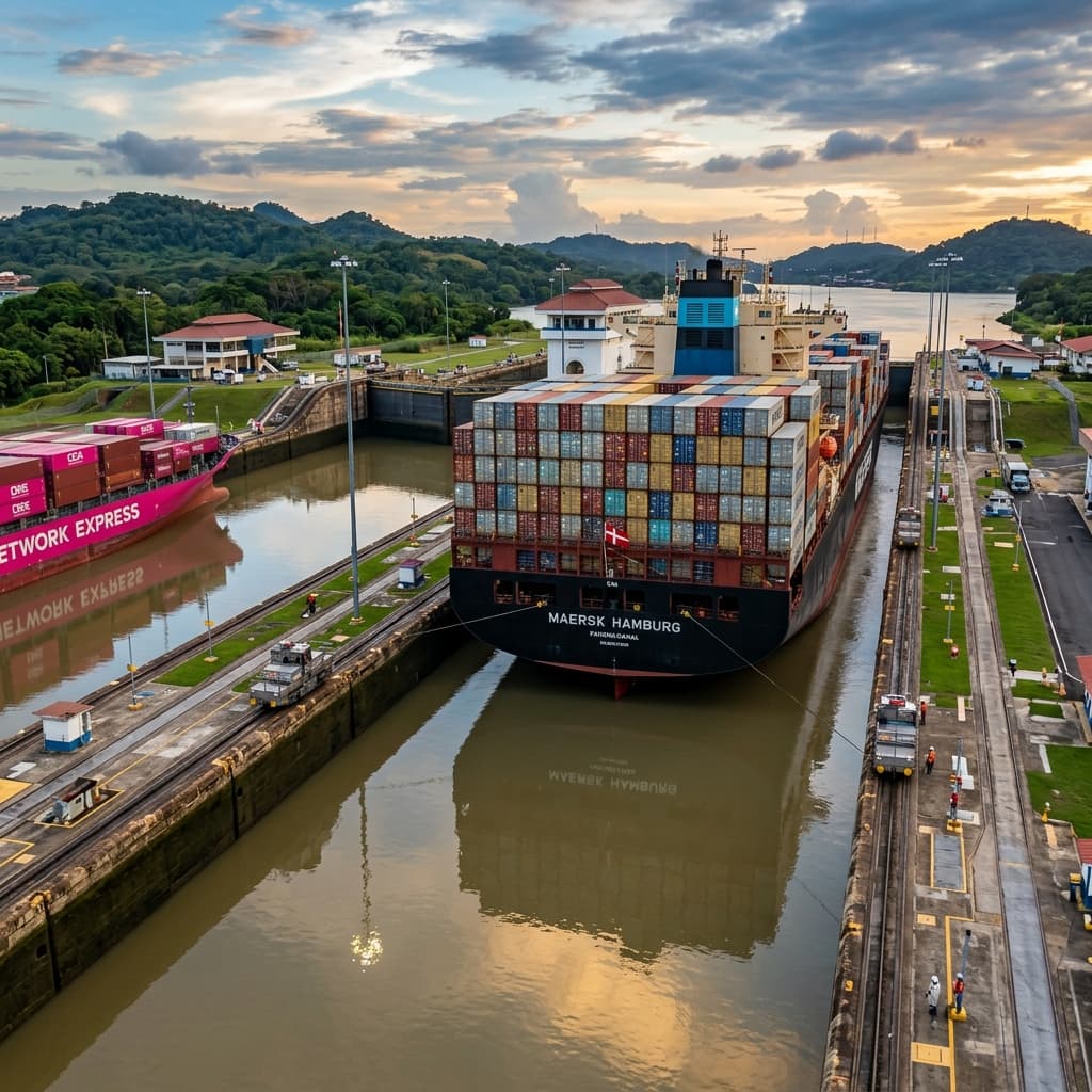 Buque entre las esclusas del Canal