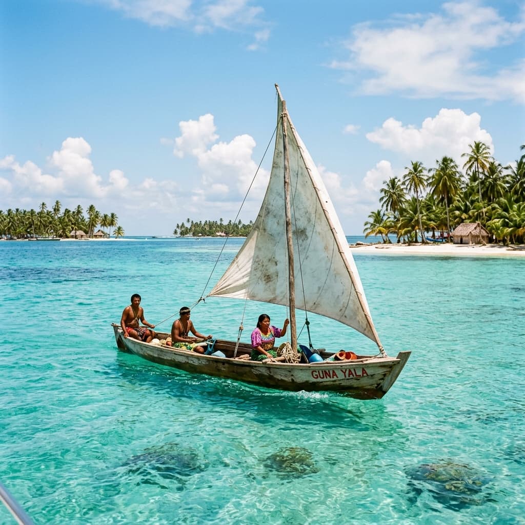 Velero sobre aguas turquesas