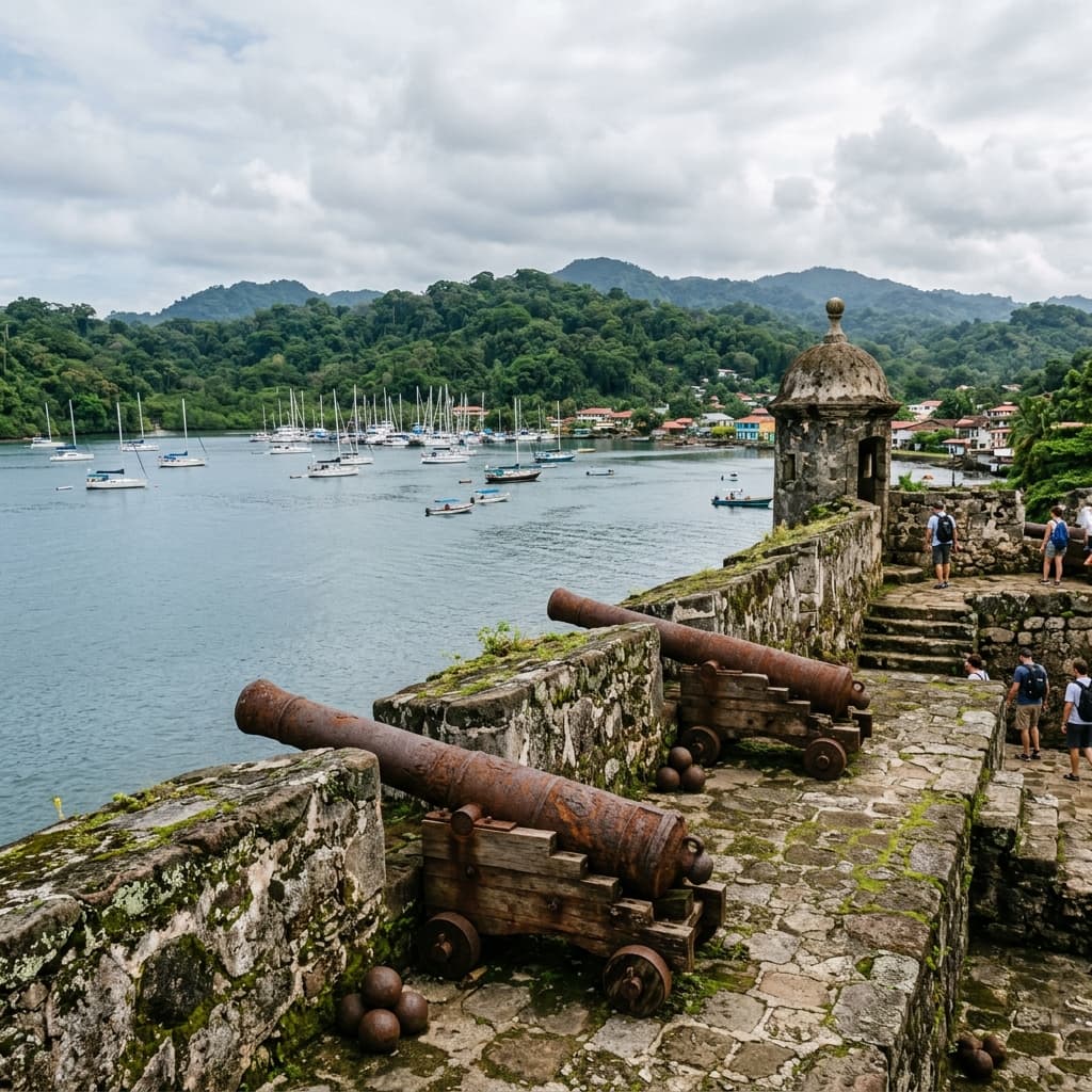 Cañones frente a la bahía de Portobelo