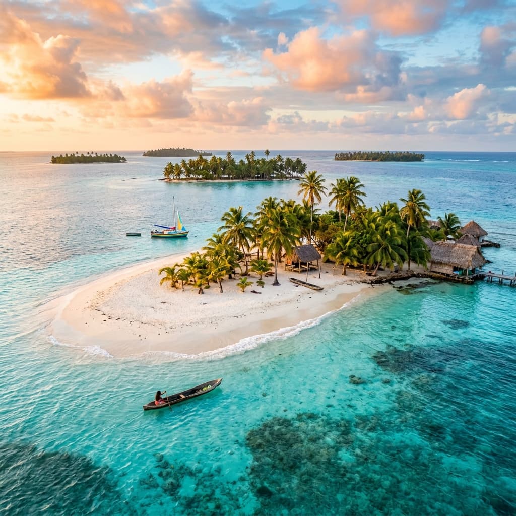 Isla pequeña rodeada de aguas turquesas